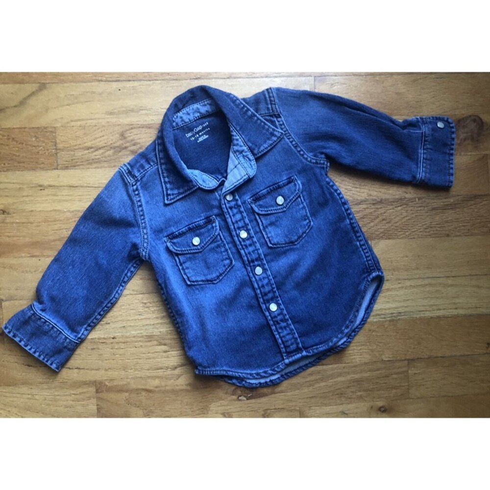 Gap 12/18M Button  Up Jean Shirt